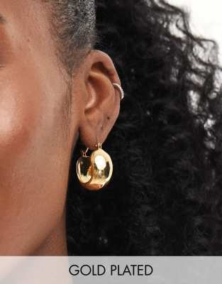 14k gold plated hoop earrings with bubble detail