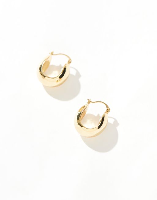 ASOS DESIGN 14k gold plated hoop earrings with bubble detail, 2 of 4