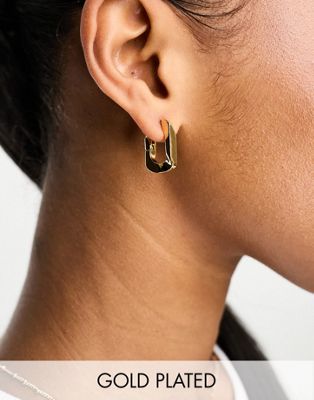 ASOS DESIGN 14k gold plated hoop earrings with chain hinge design