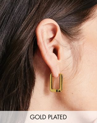 ASOS DESIGN 14k gold plated hoop earrings with rectangle hinge design | ASOS