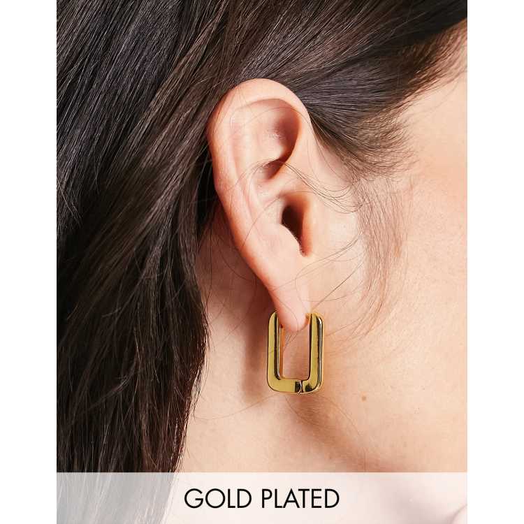 Gold rectangle hot sale hoop earrings