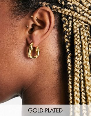 ASOS DESIGN 14k gold plated hoop earrings with twist hinge design | ASOS