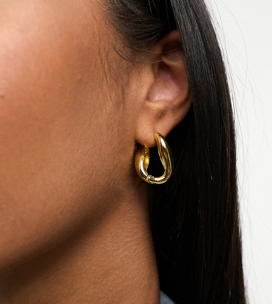 ASOS DESIGN 14k gold plated hoop earrings with twist hinge design