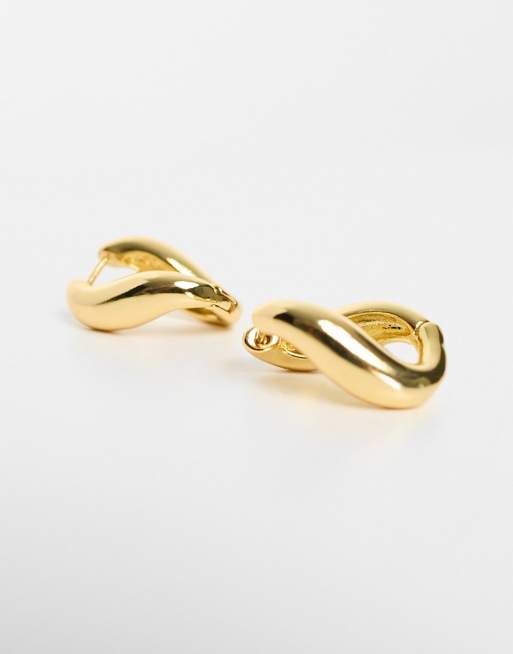 ASOS DESIGN 14k gold plated hoop earrings with twist hinge design, 3 of 4