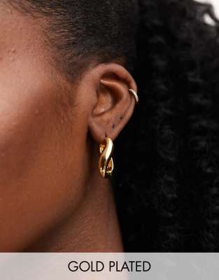 ASOS DESIGN ASOS DESIGN 14k gold plated hoop earrings with twist hinge design