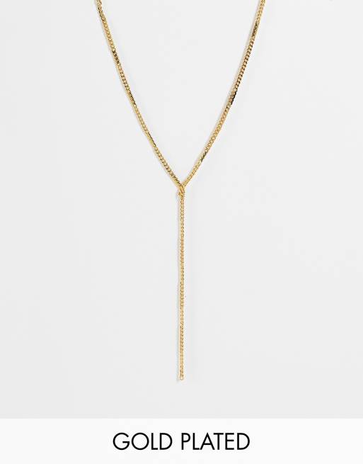 ASOS DESIGN 14k gold plated lariat necklace