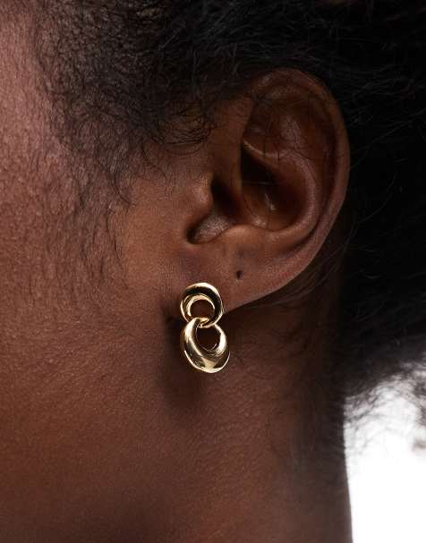 ASOS DESIGN 14k gold plated mini door knocker earrings - view 1
