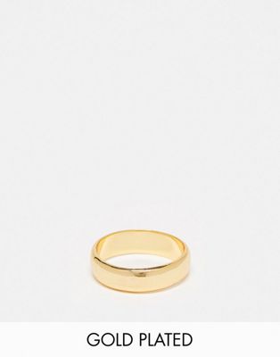 ASOS DESIGN 14k gold plated minimal band ring - ASOS Price Checker