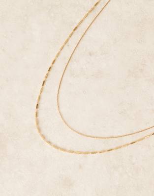 ASOS DESIGN 14k gold plated multi row necklace