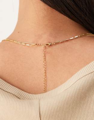 ASOS DESIGN 14k gold plated multi row necklace