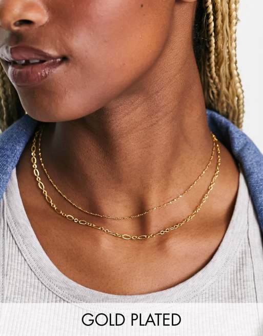 Thin short deals gold chain necklace