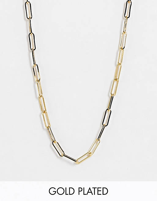 ASOS DESIGN 14k gold plated necklace in open link chain