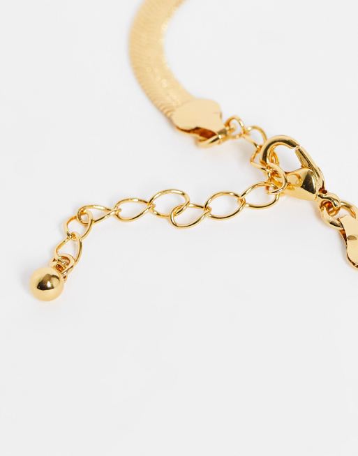 ASOS DESIGN 14k gold plated necklace in snake chain