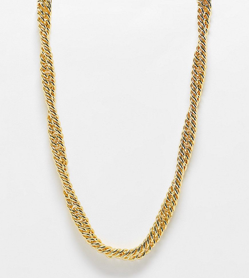 Asos Design 14K Gold Plated Necklace In Twist Chain