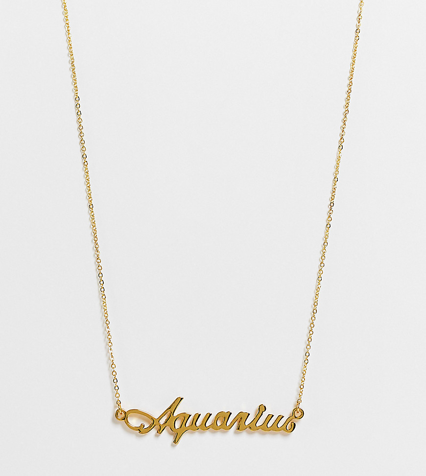 ASOS DESIGN 14k gold plated necklace with aquarius pendant