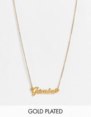 ASOS DESIGN 14k gold plated necklace with zodiac gemini pendant