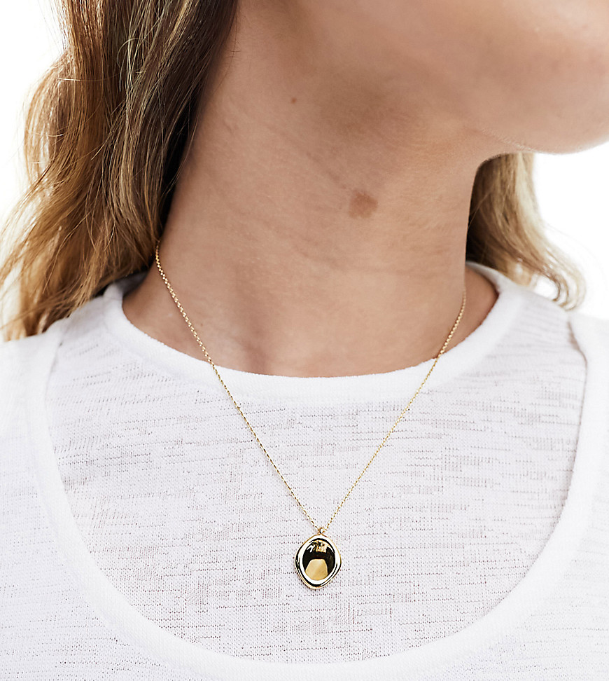 Asos Design 14k Gold Plated Necklace With Molten Pendant