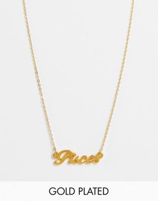 ASOS DESIGN 14k gold plated necklace with zodiac pisces pendant