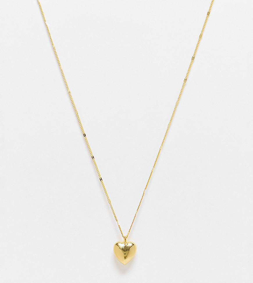 ASOS DESIGN 14k gold plated necklace with puff heart pendant