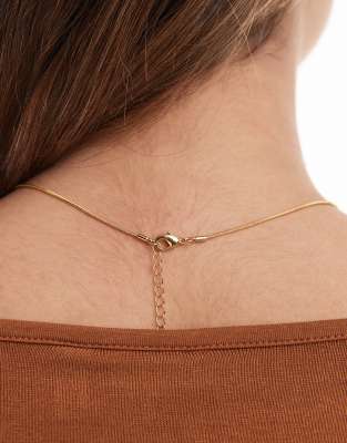 ASOS DESIGN 14k gold plated necklace with real tigers eye pendant