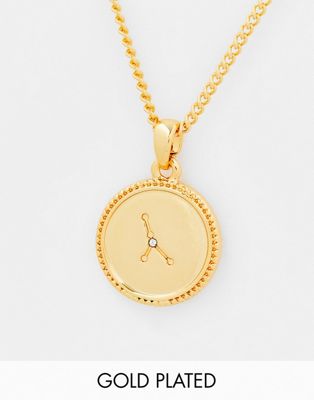 ASOS DESIGN 14k gold plated necklace with reversible zodiac cancer pendant