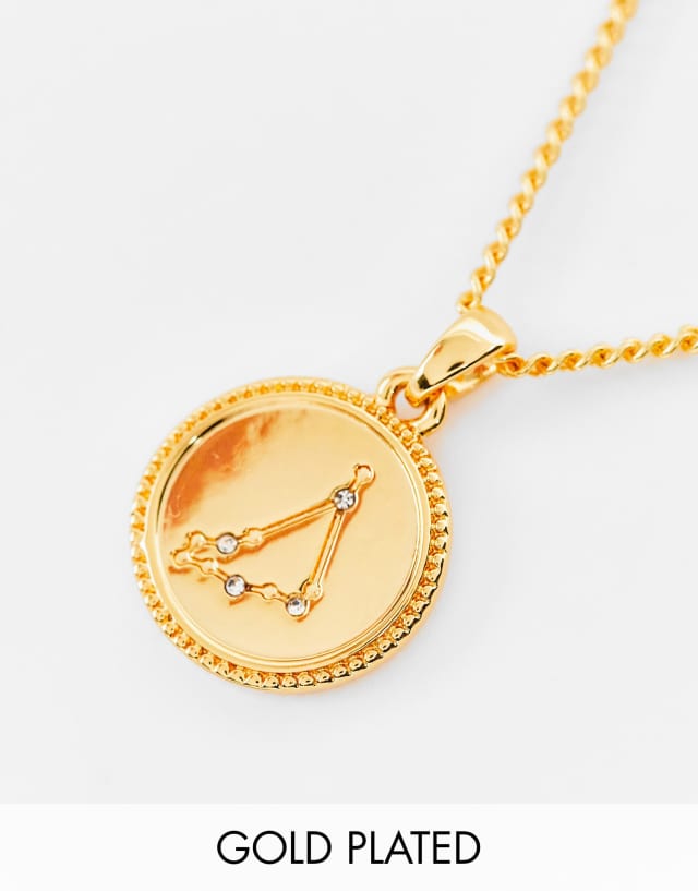 ASOS DESIGN 14k gold plated necklace with reversible zodiac capricorn pendant