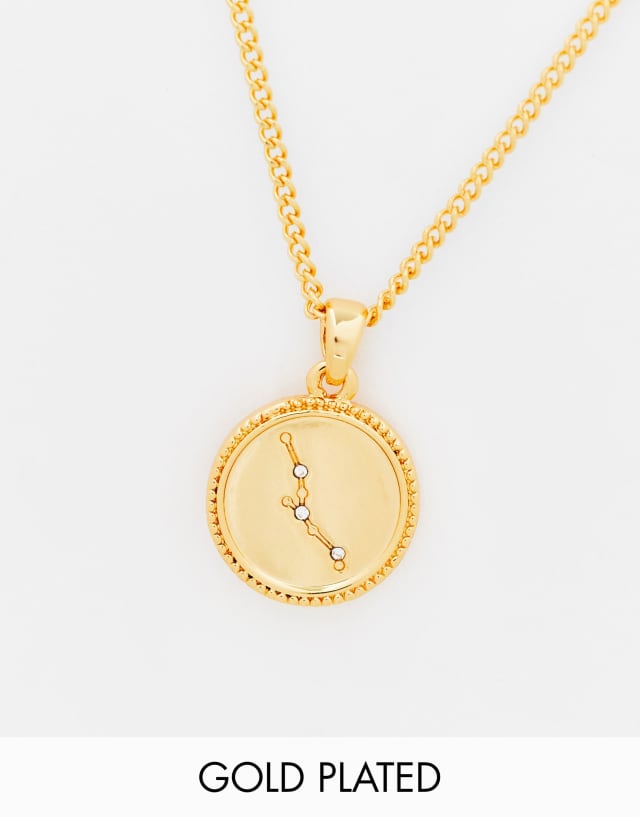 ASOS DESIGN 14k gold plated necklace with reversible zodiac taurus pendant