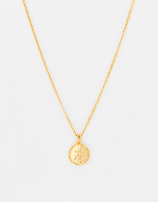 ASOS DESIGN 14k gold plated necklace with reversible zodiac virgo pendant, 2 of 4