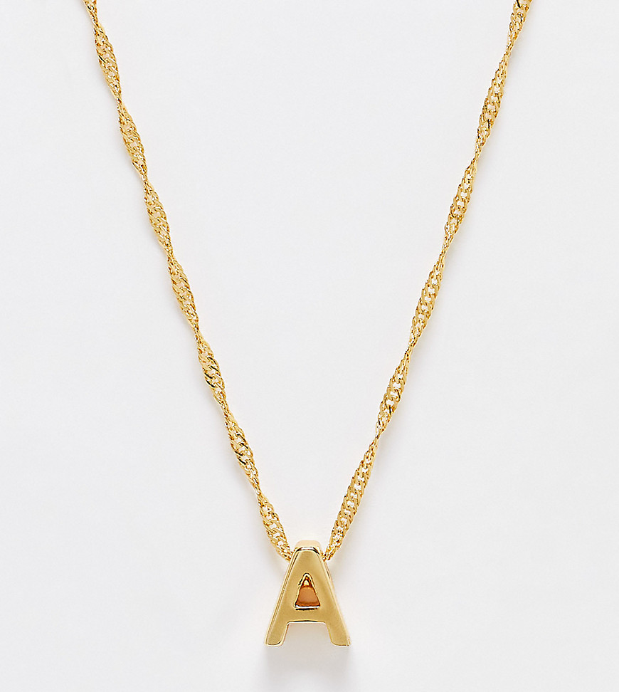 ASOS DESIGN 14k gold plated necklace with simple A initial