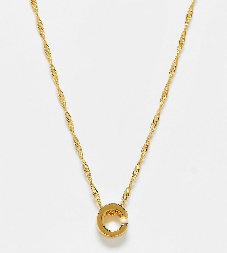 ASOS DESIGN 14k gold plated necklace with simple C initial