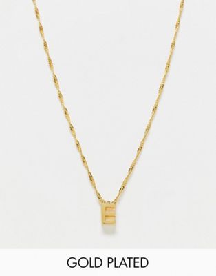 ASOS DESIGN 14k gold plated necklace with simple E initial