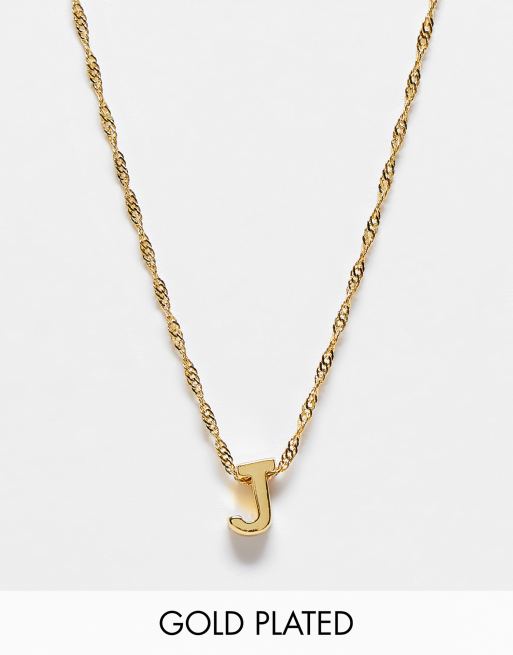 ASOS DESIGN 14k gold plated necklace with simple J initial