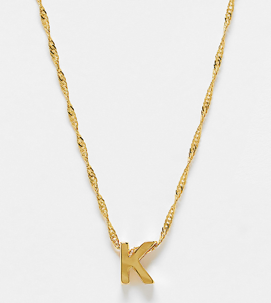 ASOS DESIGN 14k gold plated necklace with simple K initial