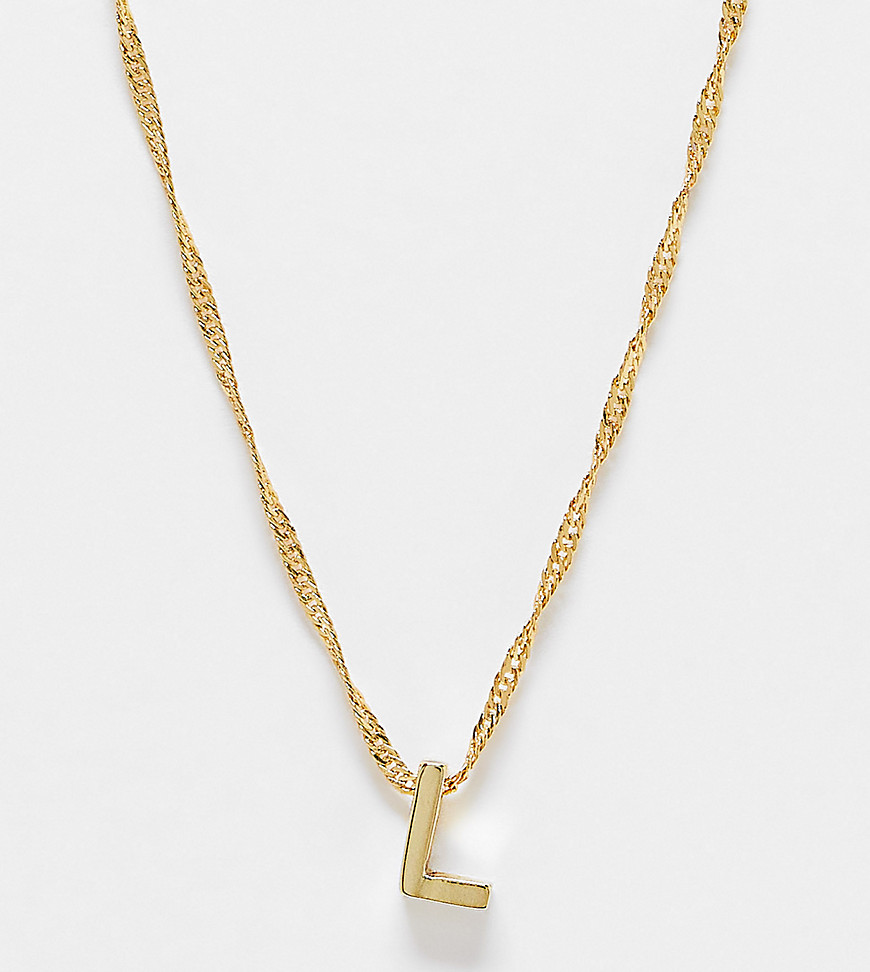 ASOS DESIGN 14k gold plated necklace with simple L initial