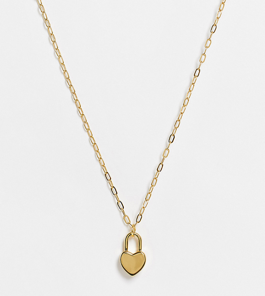 ASOS DESIGN 14k gold plated necklace with small heart padlock