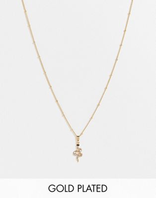 ASOS DESIGN 14k gold plated necklace with snake charm