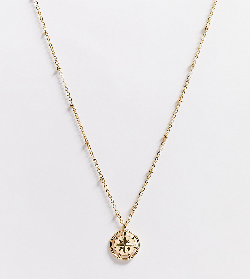 ASOS DESIGN 14k gold plated necklace with star coin pendant