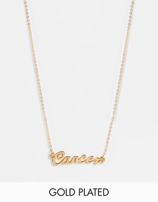 ASOS DESIGN 14k gold plated necklace with zodiac cancer pendant | ASOS