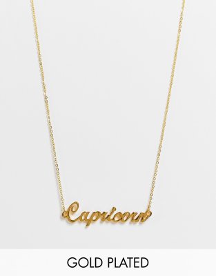 ASOS DESIGN 14k gold plated necklace with zodiac capricorn pendant