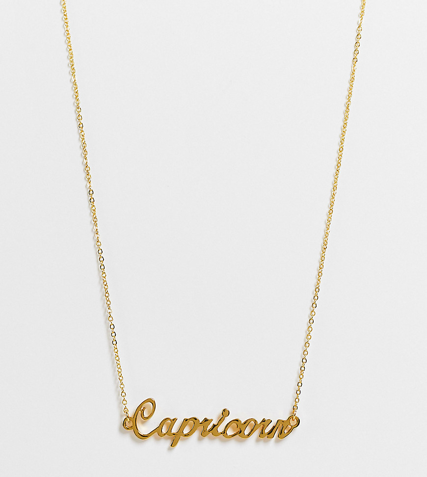 ASOS DESIGN 14k gold plated necklace with zodiac capricorn pendant