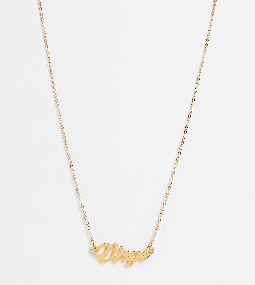 Asos Design 14K Gold Plated Necklace With Zodiac Virgo Pendant