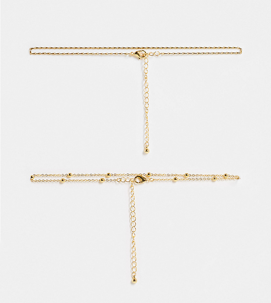 ASOS DESIGN 14k gold plated pack of 2 choker necklaces