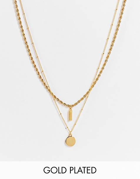 Dainty Necklace Chain Choker Necklace Bar Necklace Disc Necklace Coin Necklace 14K Real Gold Plated Necklace Casual Necklace for Women 