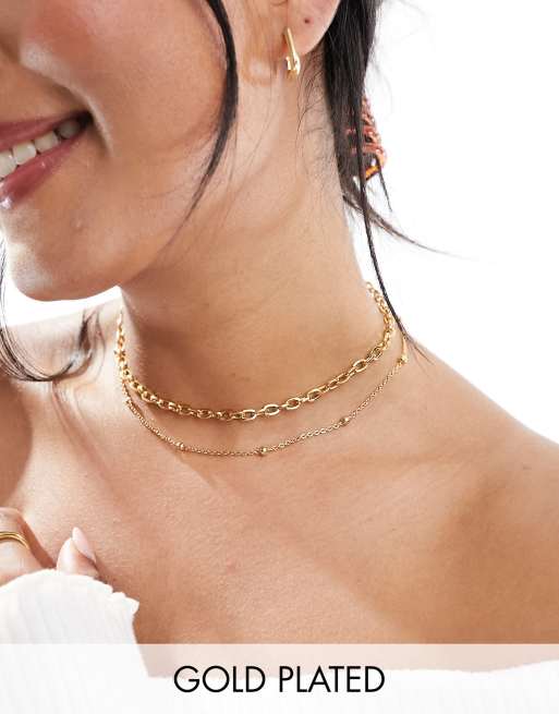 Curb Chain Necklace, Gold plated