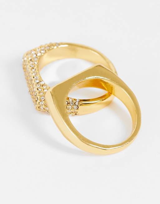 ASOS DESIGN 14k gold plated ring with engraved heart design