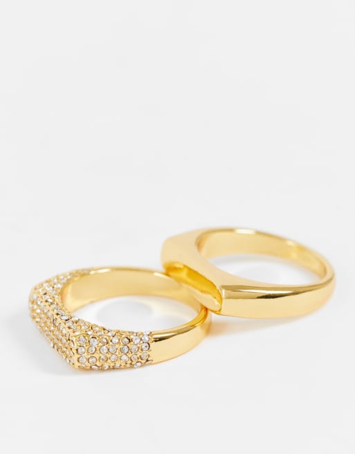 ASOS DESIGN 14k gold plated ring with engraved heart design