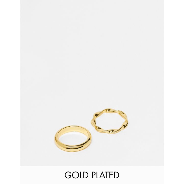 ASOS DESIGN 14k gold plated ring with engraved heart design