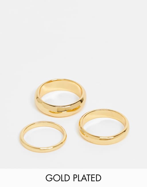 ASOS DESIGN 14k gold plated pack of 3 stacking rings