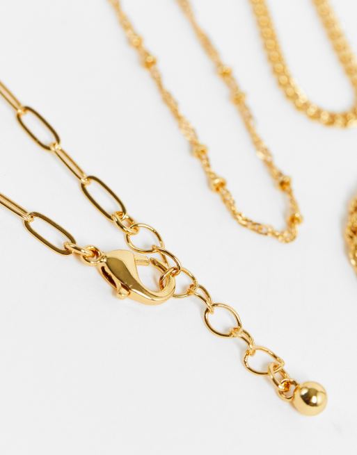 ASOS DESIGN 14k gold plated pack of 4 fine chain bracelets, 2 of 4
