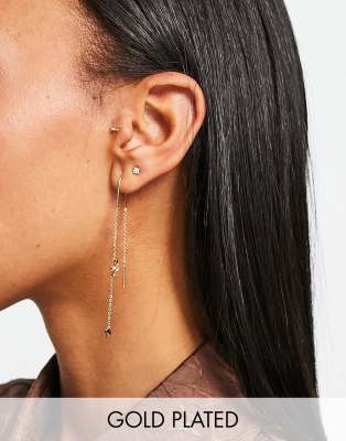 ASOS DESIGN 14K GOLD PLATED PULL THROUGH EARRINGS WITH SNAKE DESIGN 